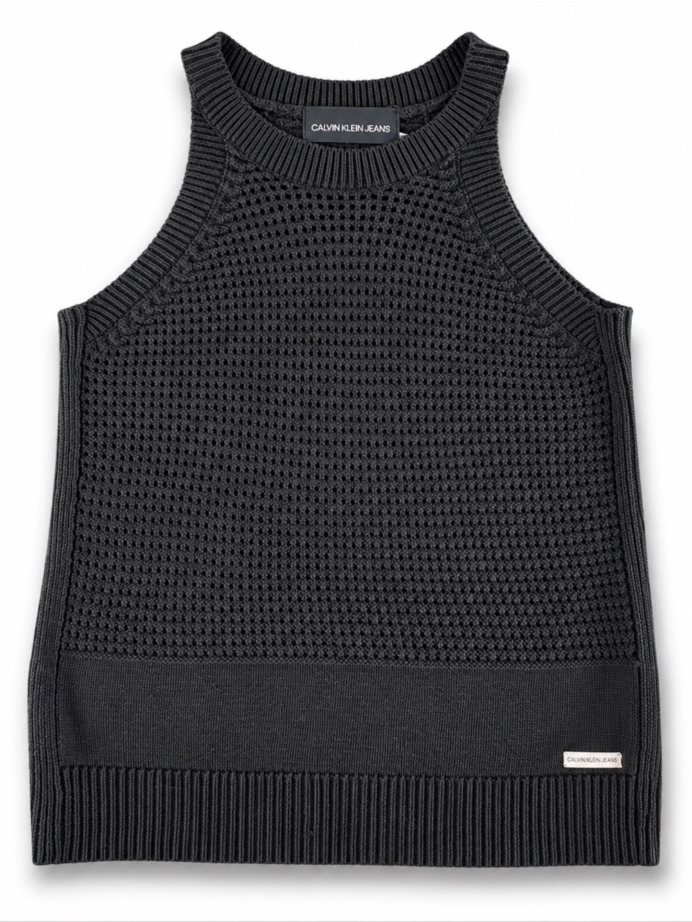 Calvin Klein Jeans Black Knit Halter Top Quiet Luxury Size S - Picture 2 of 6